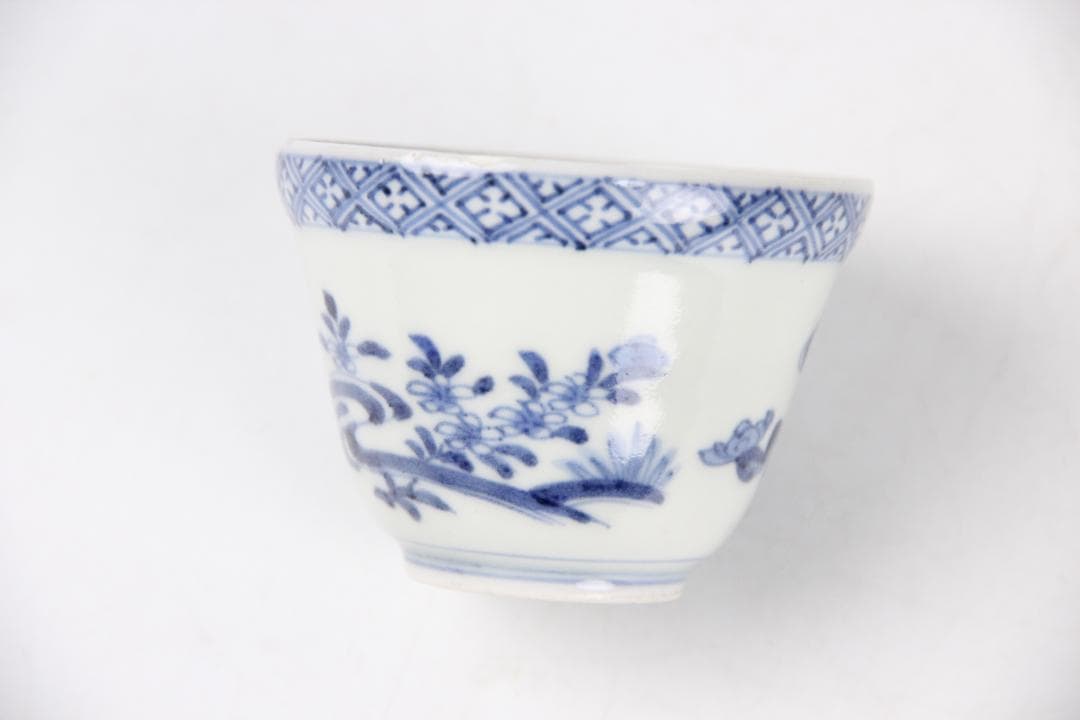 中国古美術 唐物 煎茶道具 染付　煎茶碗　盃　五客　 EY11-1