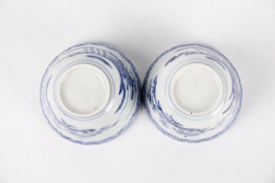 中国古美術 唐物 煎茶道具 染付　煎茶碗　盃　五客　 EY11-1