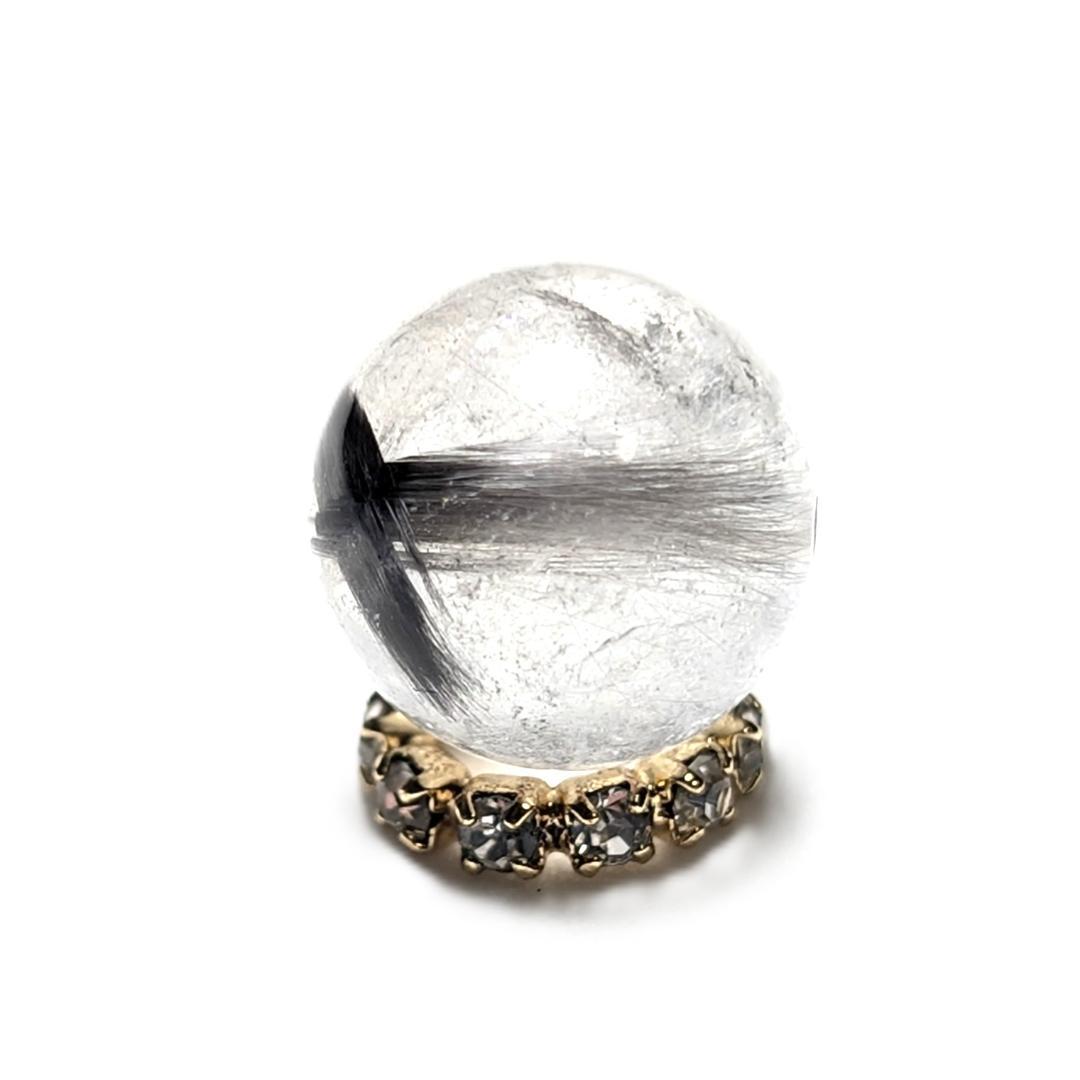 【ホエールテール】プラチナルチルクォーツ 一点物 9ミリ 1粒売り 貫通穴あり