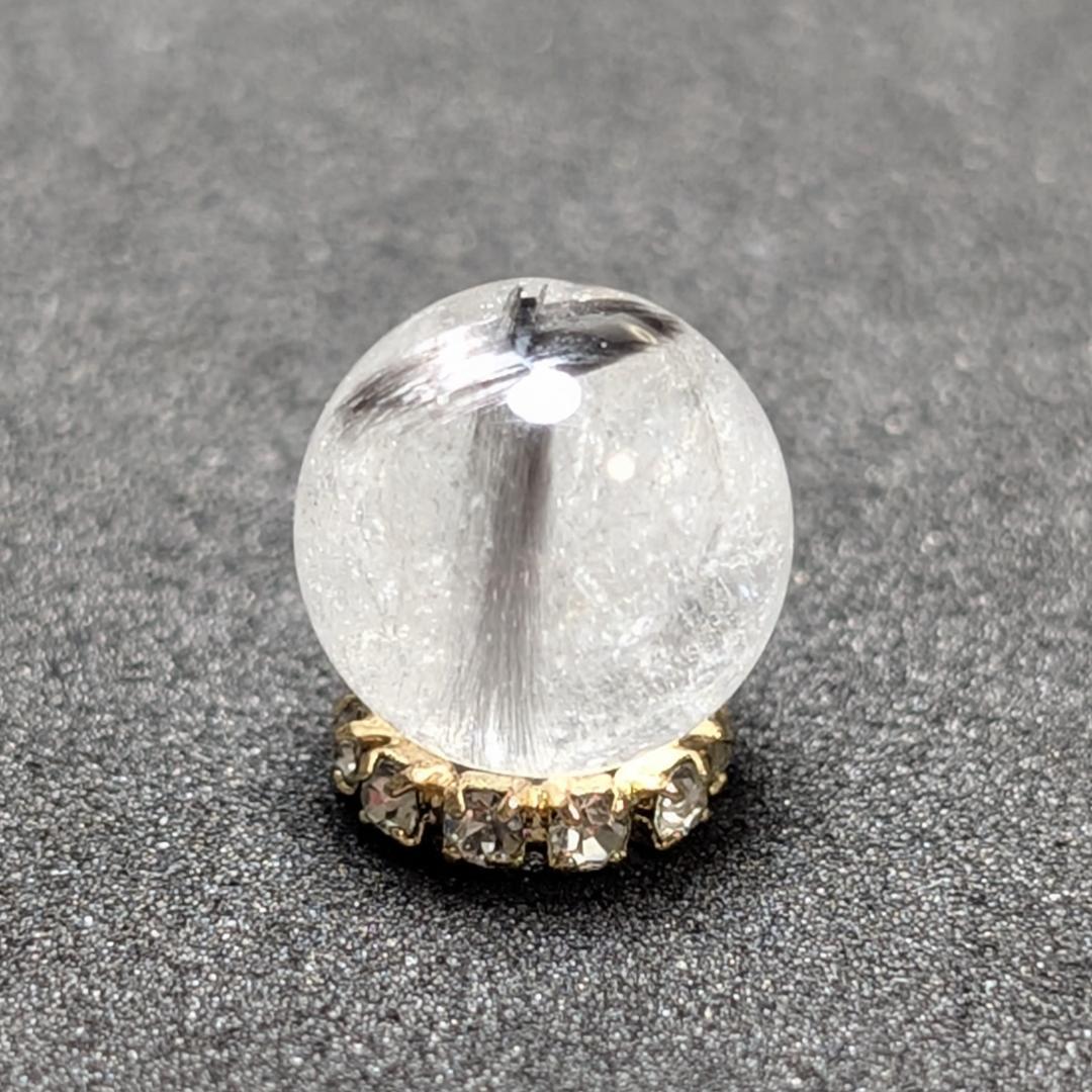 【ホエールテール】プラチナルチルクォーツ 一点物 9ミリ 1粒売り 貫通穴あり