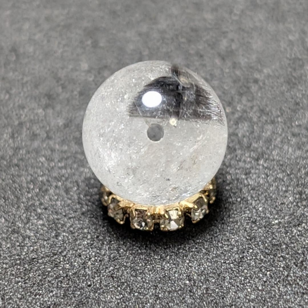 【ホエールテール】プラチナルチルクォーツ 一点物 9ミリ 1粒売り 貫通穴あり