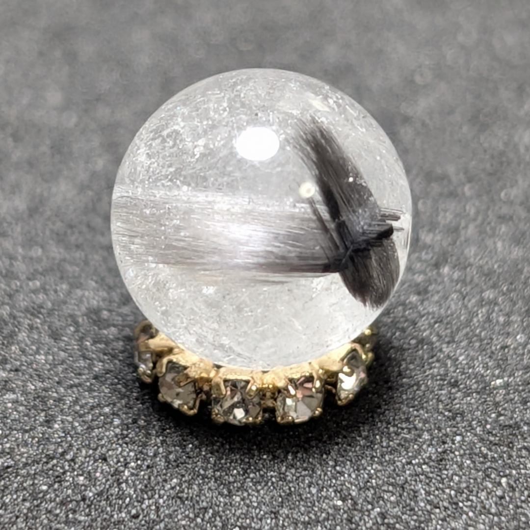 【ホエールテール】プラチナルチルクォーツ 一点物 9ミリ 1粒売り 貫通穴あり