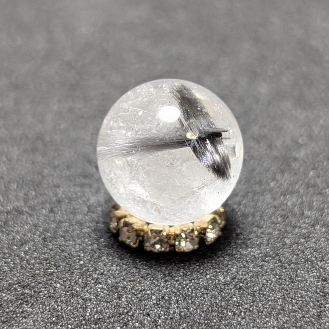 【ホエールテール】プラチナルチルクォーツ 一点物 9ミリ 1粒売り 貫通穴あり