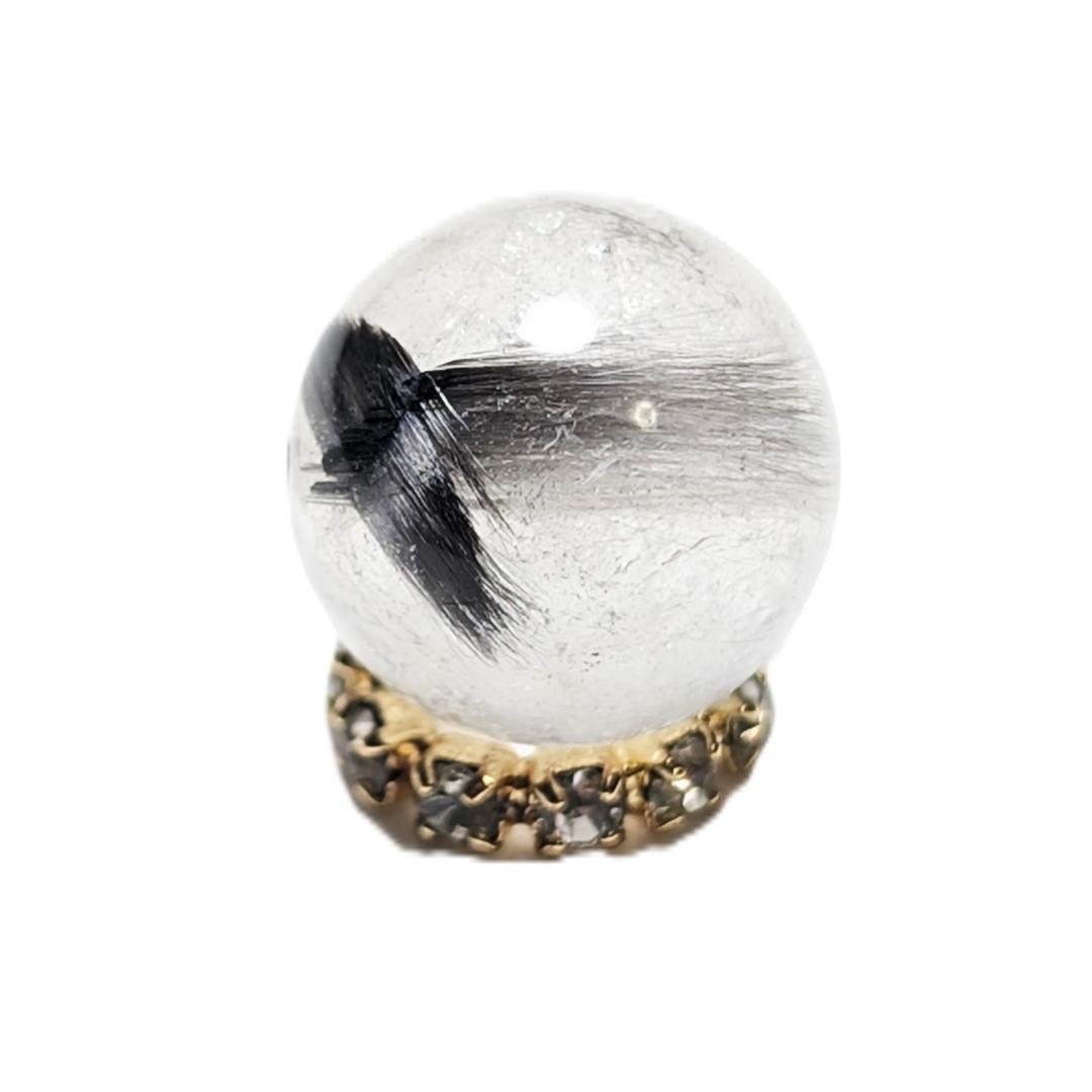 【ホエールテール】プラチナルチルクォーツ 一点物 9ミリ 1粒売り 貫通穴あり