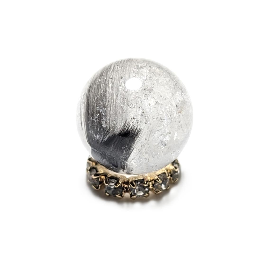 【ホエールテール】プラチナルチルクォーツ 一点物 9ミリ 1粒売り 貫通穴あり