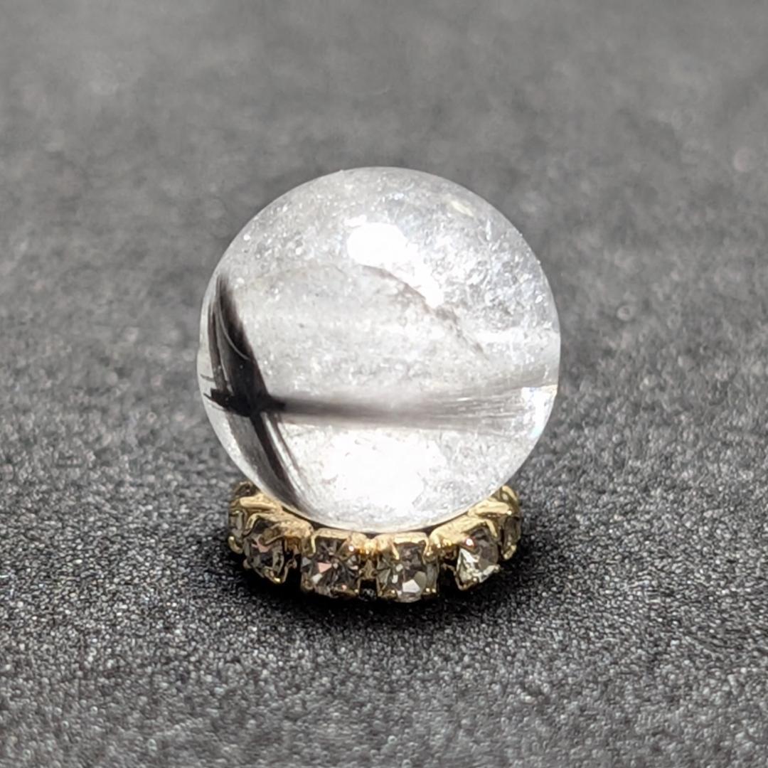 【ホエールテール】プラチナルチルクォーツ 一点物 9ミリ 1粒売り 貫通穴あり