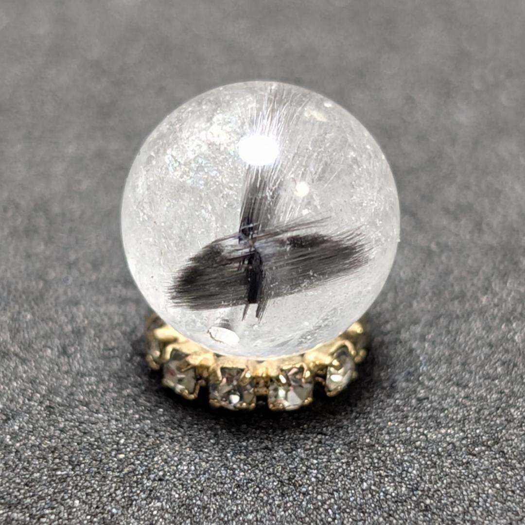 【ホエールテール】プラチナルチルクォーツ 一点物 9ミリ 1粒売り 貫通穴あり