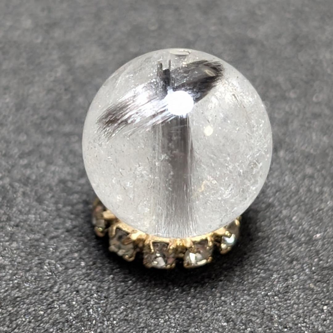 【ホエールテール】プラチナルチルクォーツ 一点物 9ミリ 1粒売り 貫通穴あり