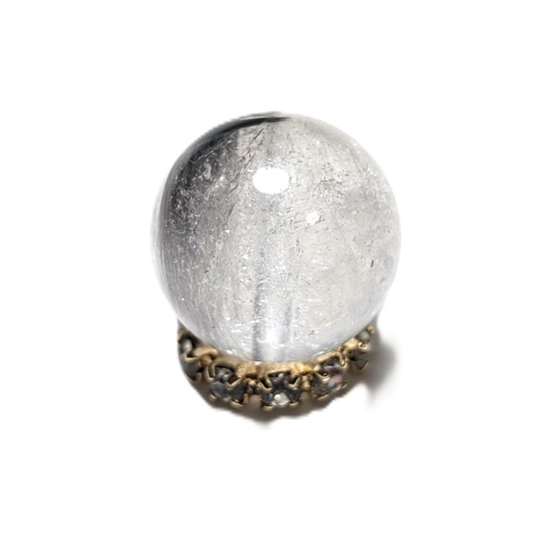 【ホエールテール】プラチナルチルクォーツ 一点物 9ミリ 1粒売り 貫通穴あり