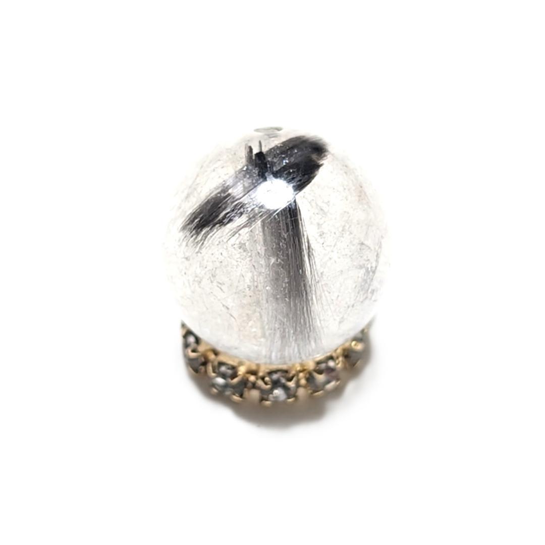 【ホエールテール】プラチナルチルクォーツ 一点物 9ミリ 1粒売り 貫通穴あり