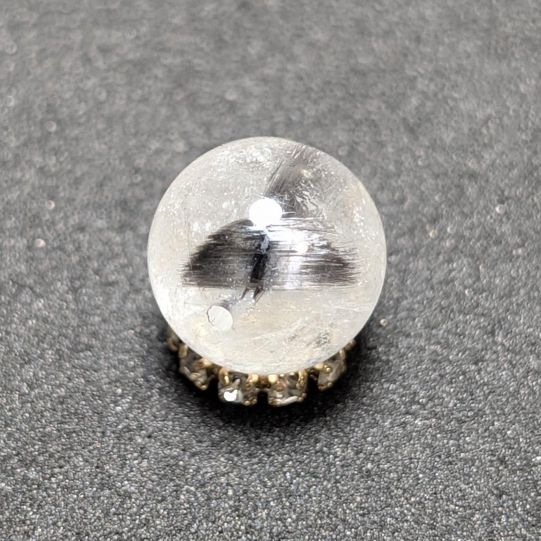 【ホエールテール】プラチナルチルクォーツ 一点物 9ミリ 1粒売り 貫通穴あり