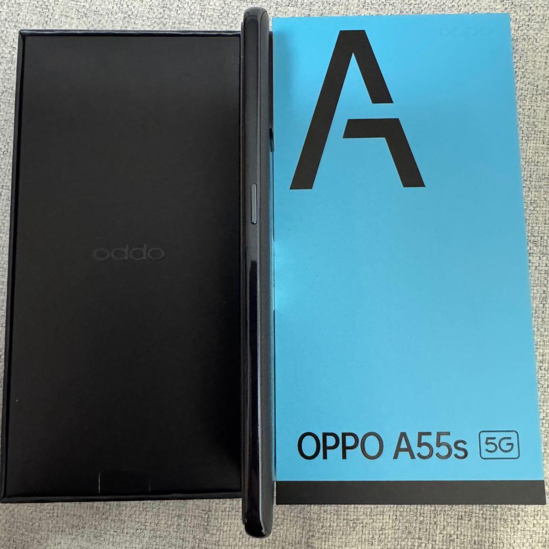 OPPO A55s 5G 本体 ブラック ガラスフィルム1枚付 SIMフリー