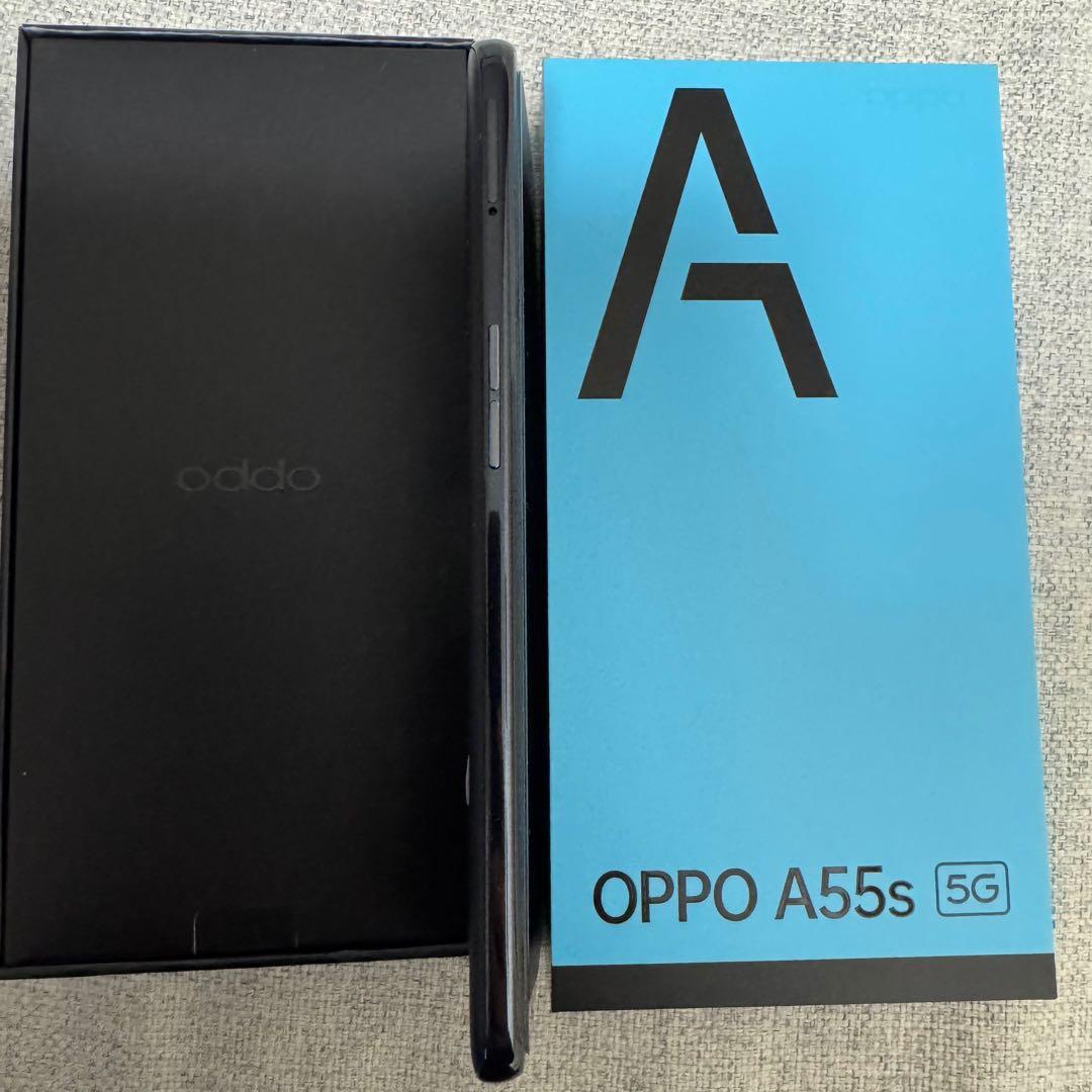 OPPO A55s 5G 本体 ブラック ガラスフィルム1枚付 SIMフリー