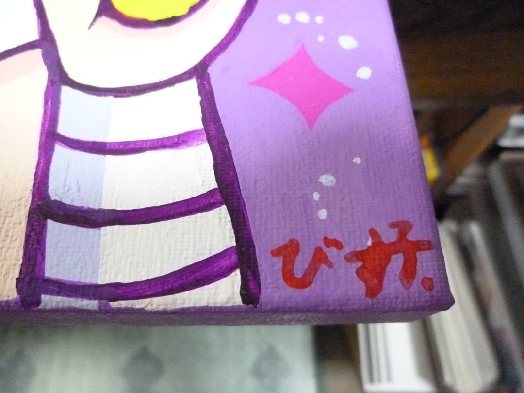 メンヘラチャン　直筆ドローイング　アクリル　455ｘ380　江崎びす子