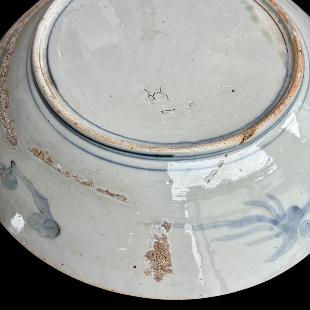 41.5cm 超特大 古伊万里 赤絵 骨董 飾り皿 伊万里焼（大型・送料込)