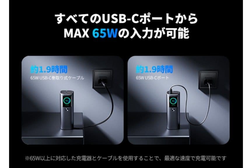 モバイルバッテリー 大容量 165W PC 急速充電　25000mAh大容量