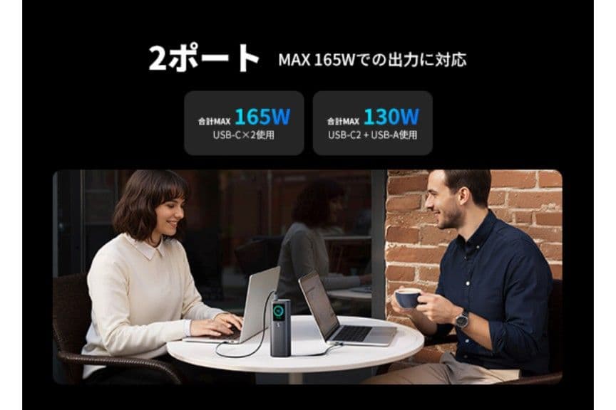 モバイルバッテリー 大容量 165W PC 急速充電　25000mAh大容量