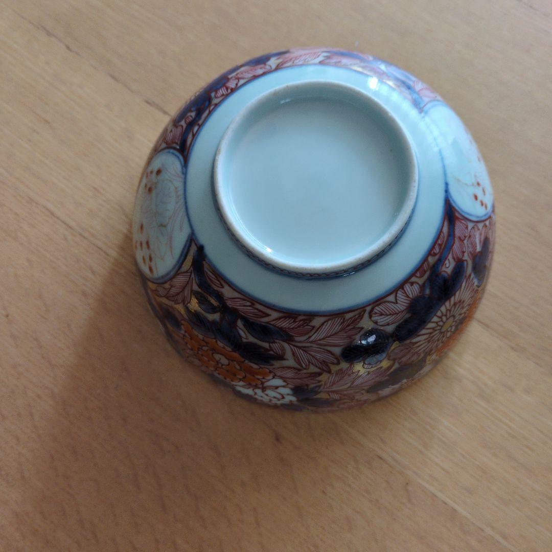 古伊万里　江戸時代、寛保2年 色絵唐花模様　15センチ鉢