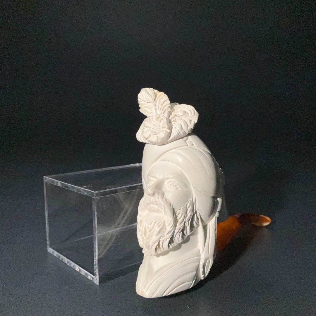 メシャム　海泡石パイプ　人物図　喫煙具　長さ14.0cm R1381お8