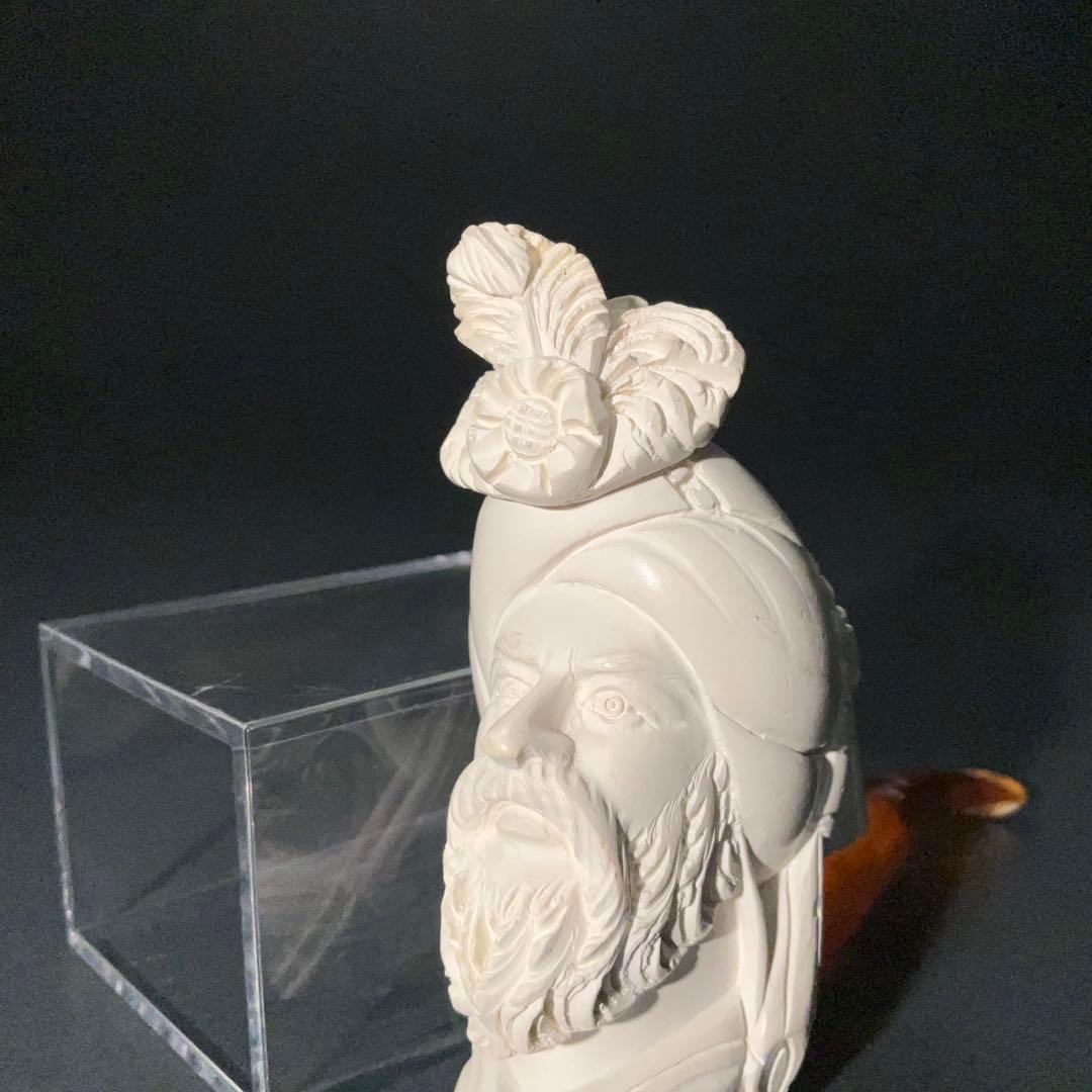 メシャム　海泡石パイプ　人物図　喫煙具　長さ14.0cm R1381お8