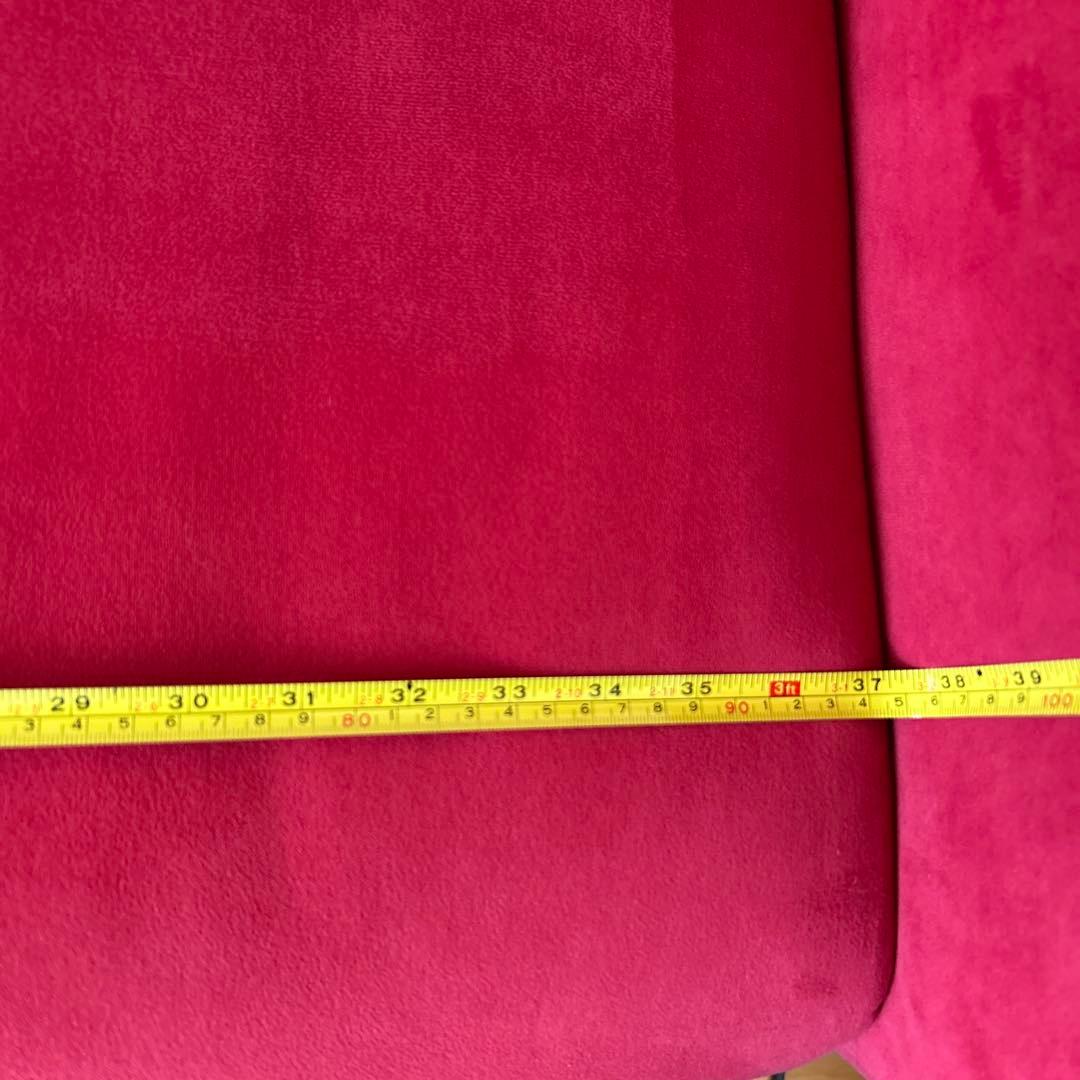 【美品】ソファ　ビロード生地2人掛け　レッド ニトリ