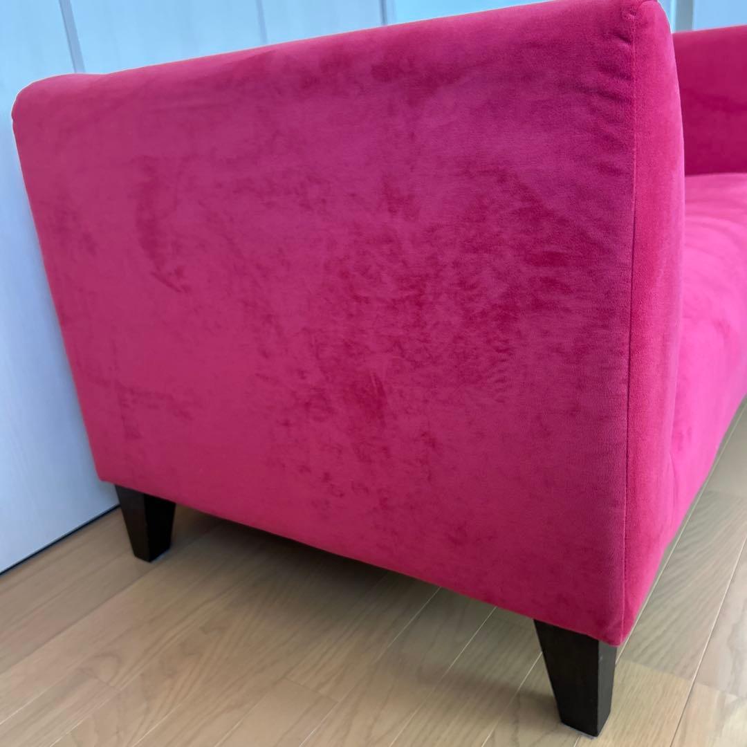 【美品】ソファ　ビロード生地2人掛け　レッド ニトリ