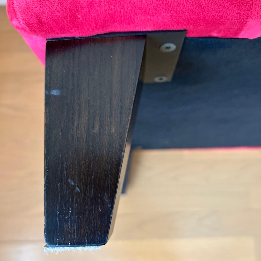 【美品】ソファ　ビロード生地2人掛け　レッド ニトリ