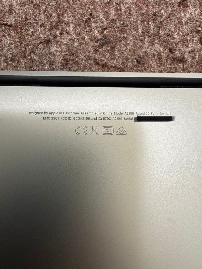 Apple MacBook Pro シルバー A2159 2019年製　ジャンク