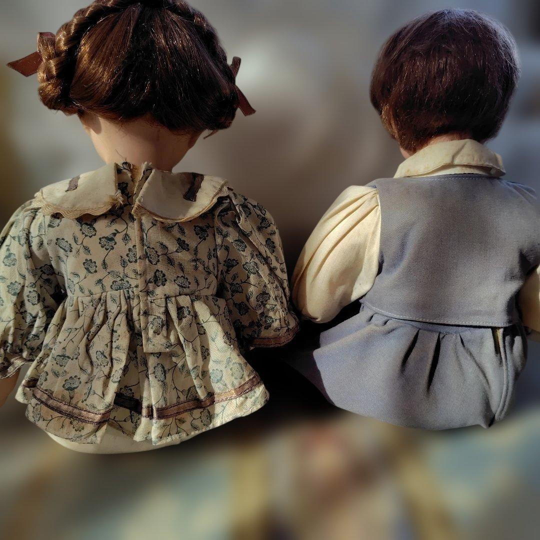 値下げ　ビスクドール　怪我をした女の子　男の子　泣いている2人