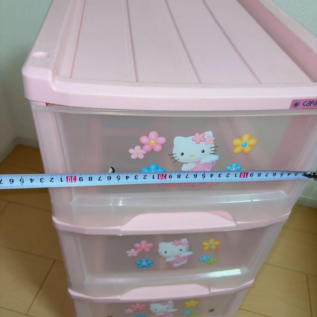 ハローキティ 3段収納ケース ピンク エンジェル レトロ