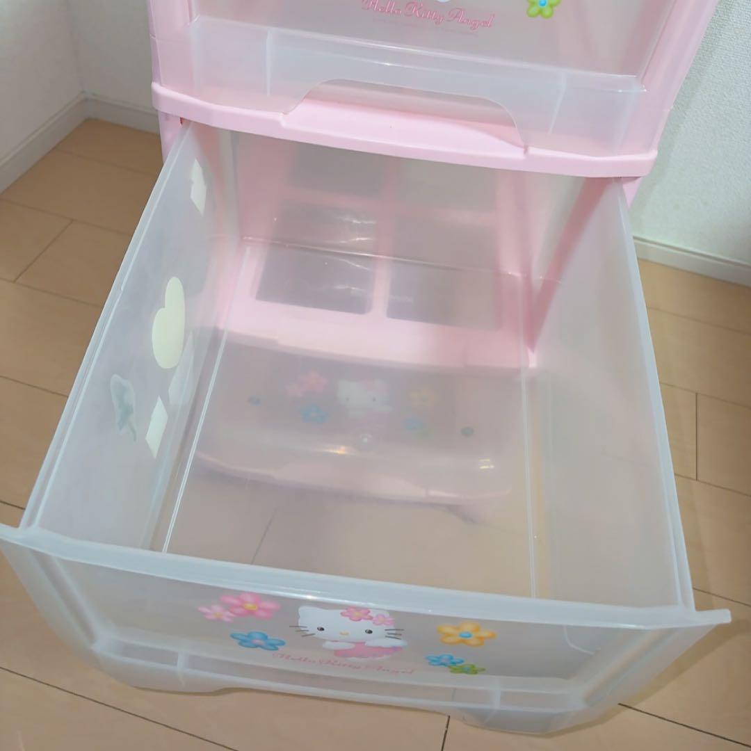 ハローキティ 3段収納ケース ピンク エンジェル レトロ