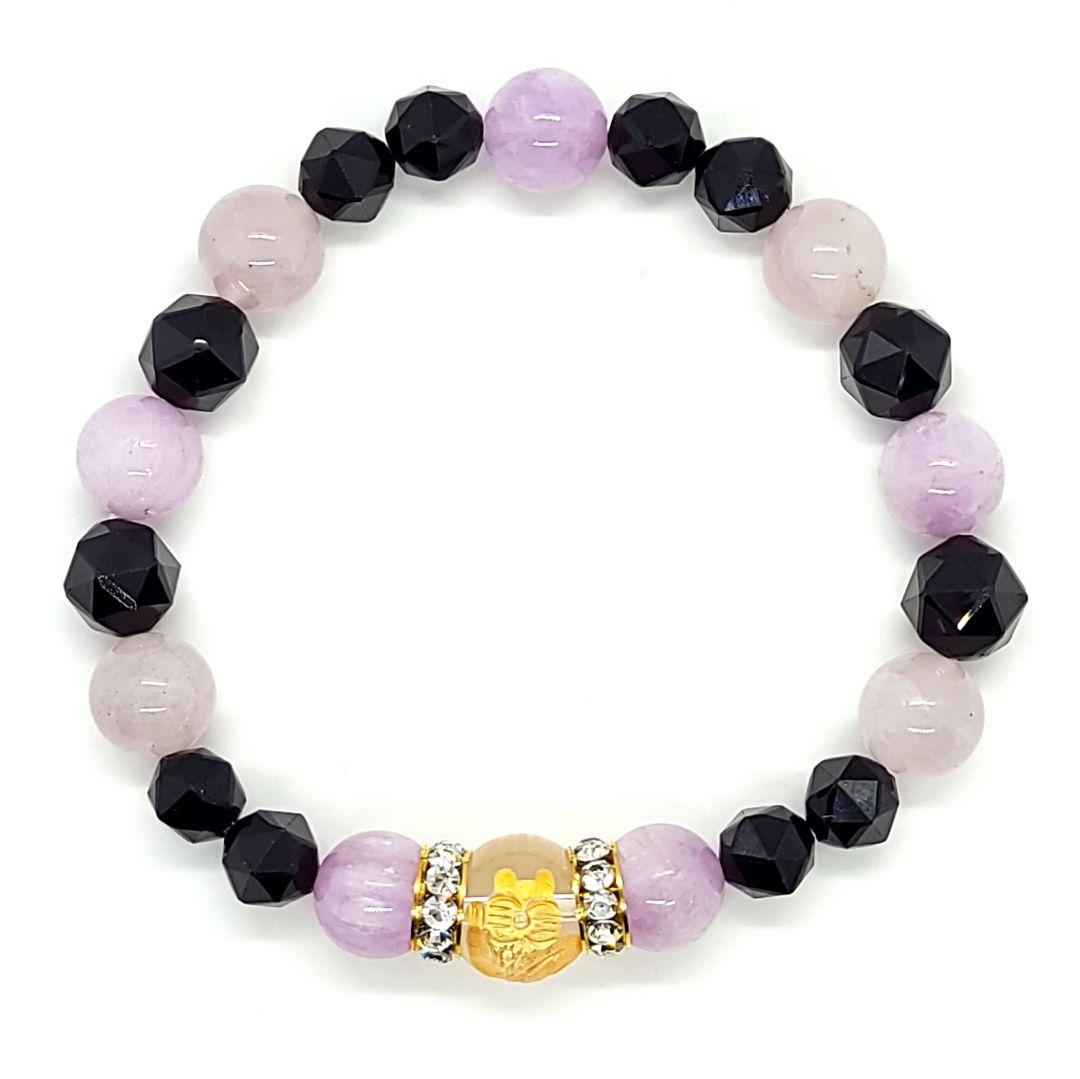 ペアブレスレット　マダガスカルローズクォーツ　クンツァイト　パワーストーン