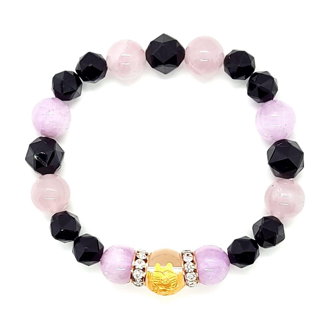 ペアブレスレット　マダガスカルローズクォーツ　クンツァイト　パワーストーン