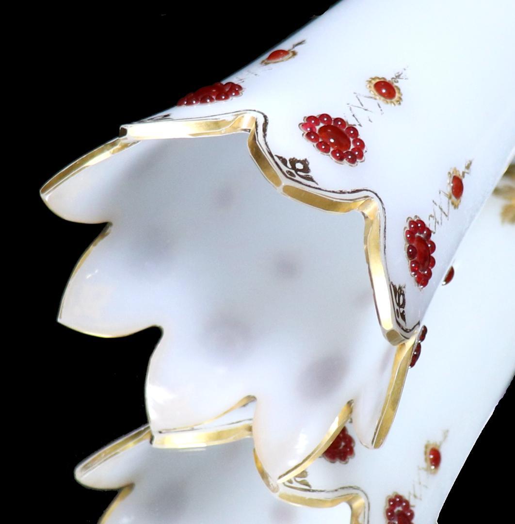 オールド・バカラ 美術館級 カボションガラス装飾金彩オパーリンガラス製大型花瓶