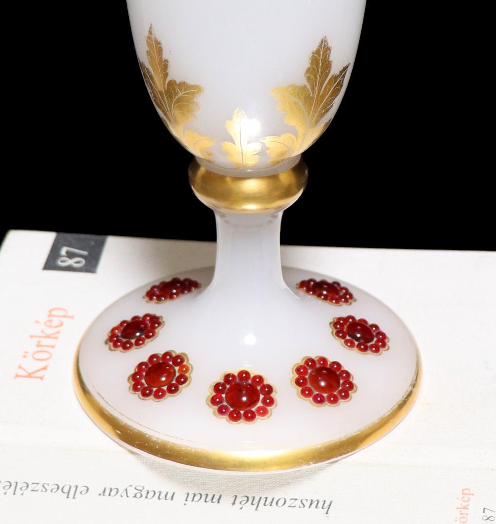 オールド・バカラ 美術館級 カボションガラス装飾金彩オパーリンガラス製大型花瓶