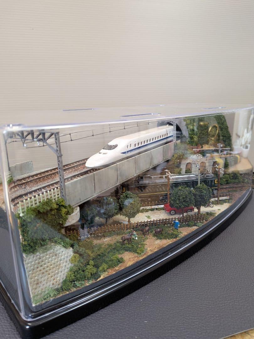 No.69鉄道Nゲージジオラマ車両2両、車、フィギュア、馬付き