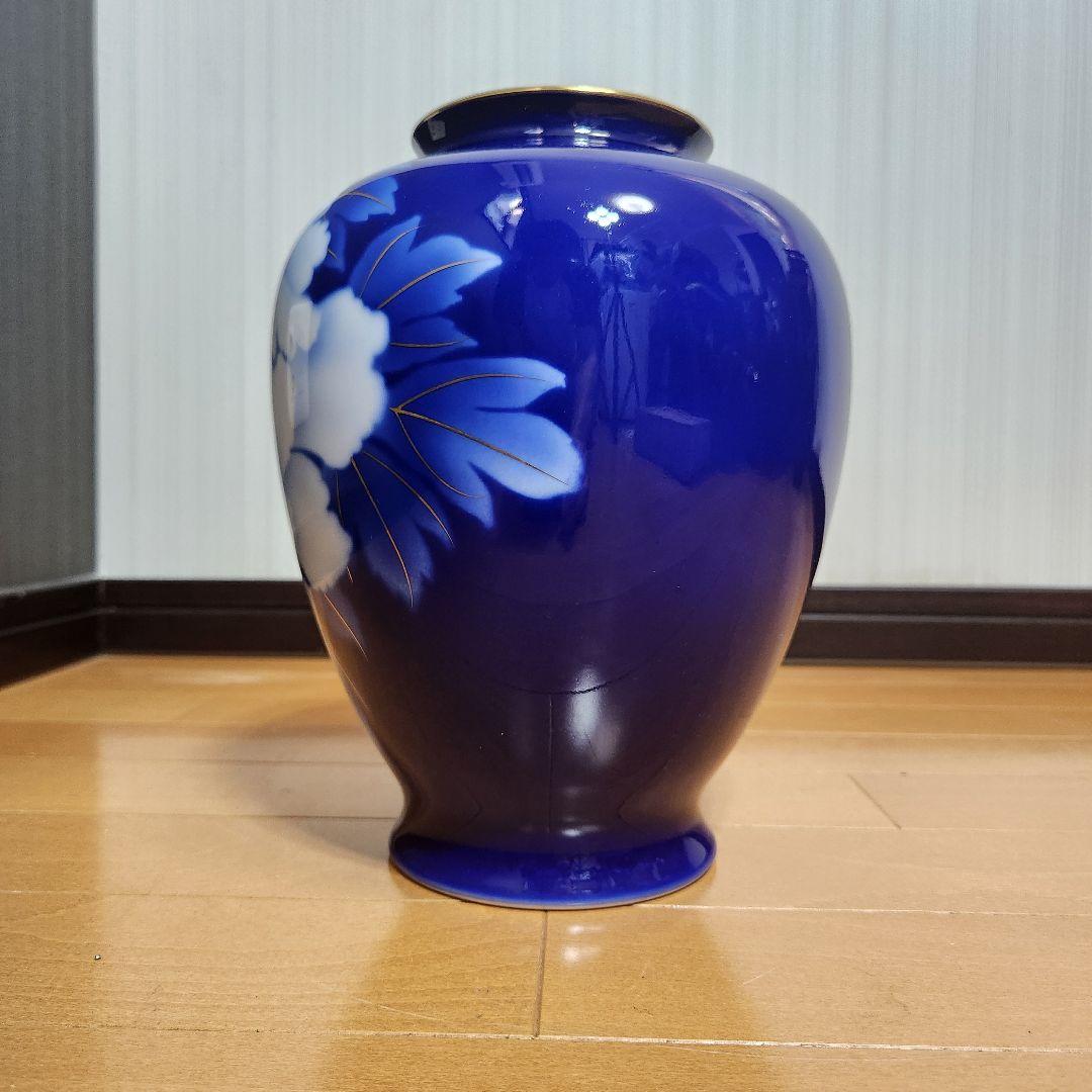 【新品価格44,000円】深川製磁 瑠璃牡丹 ルリ牡丹 Ｆ型９号 花生 有田焼