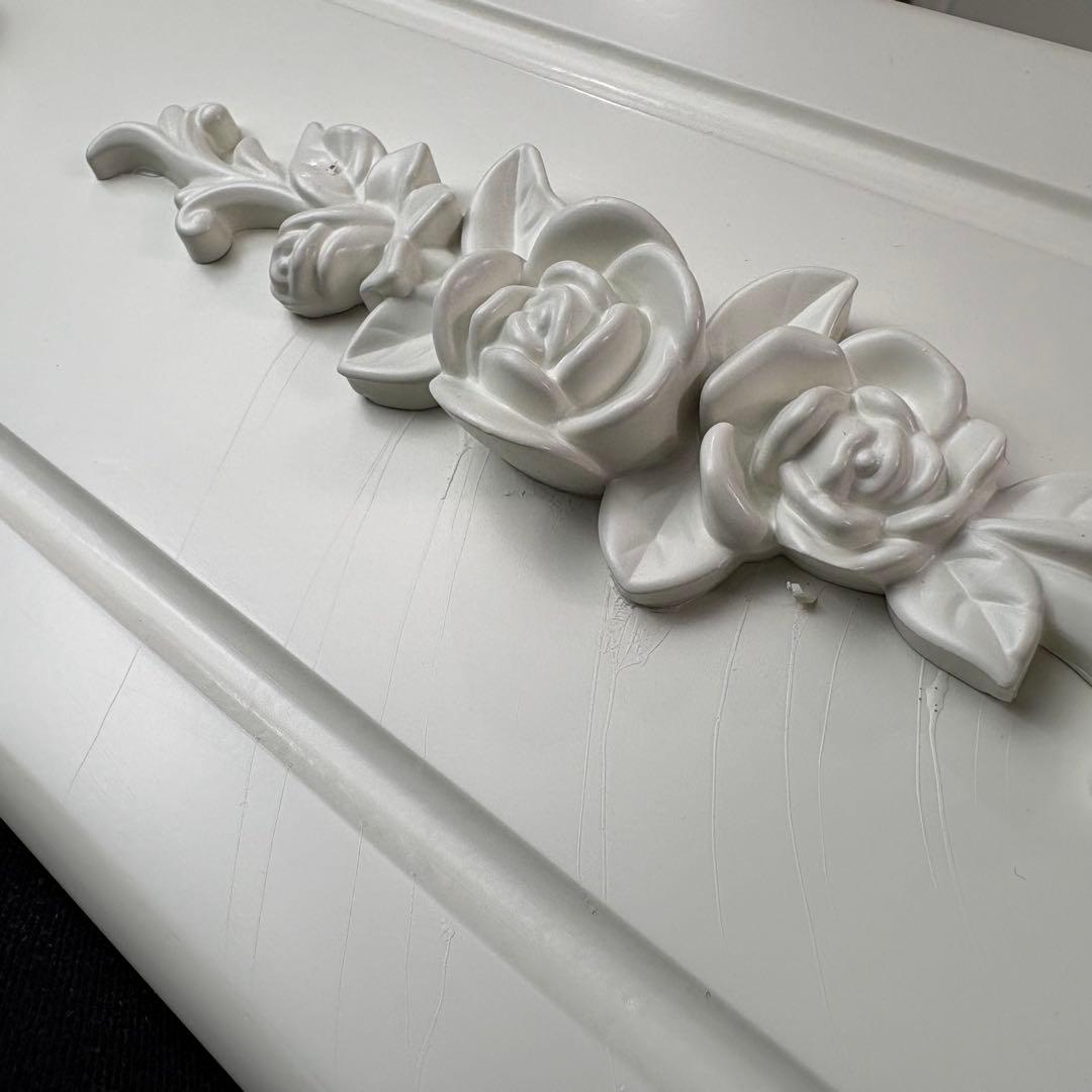 訳あり品！【147】フレンチ調ホワイトチェスト三段四つ引き木製収納家具姫系タンス