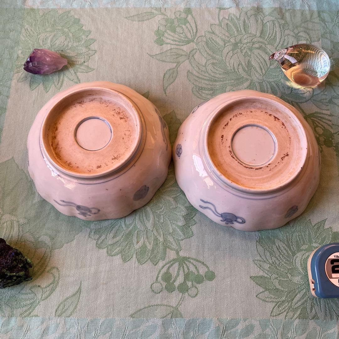 江戸中期　金蘭手　龍　如意宝珠　膾皿　2客