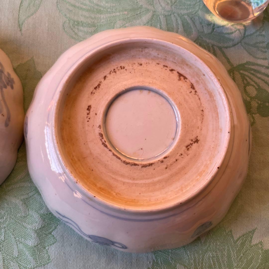 江戸中期　金蘭手　龍　如意宝珠　膾皿　2客