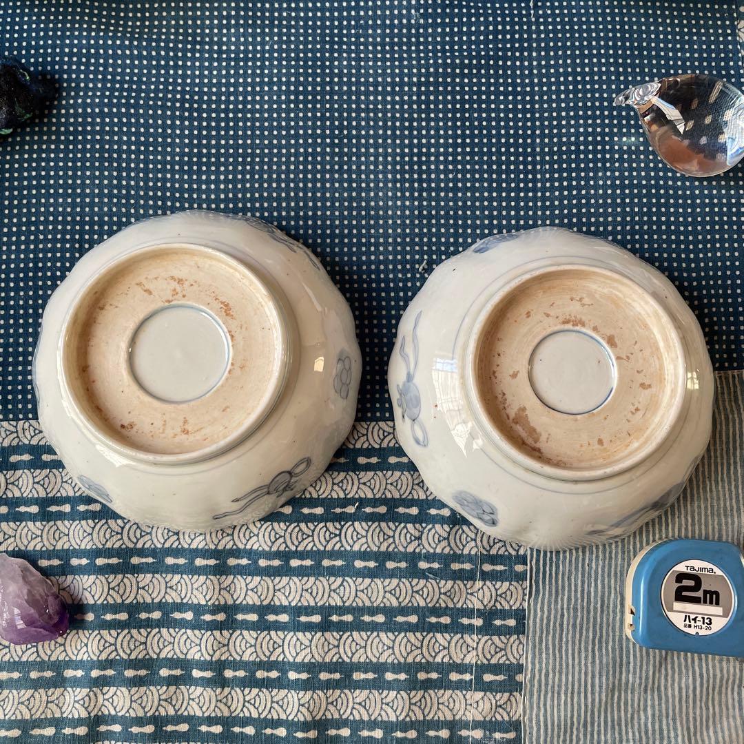 江戸中期　金蘭手　龍　如意宝珠　膾皿　2客