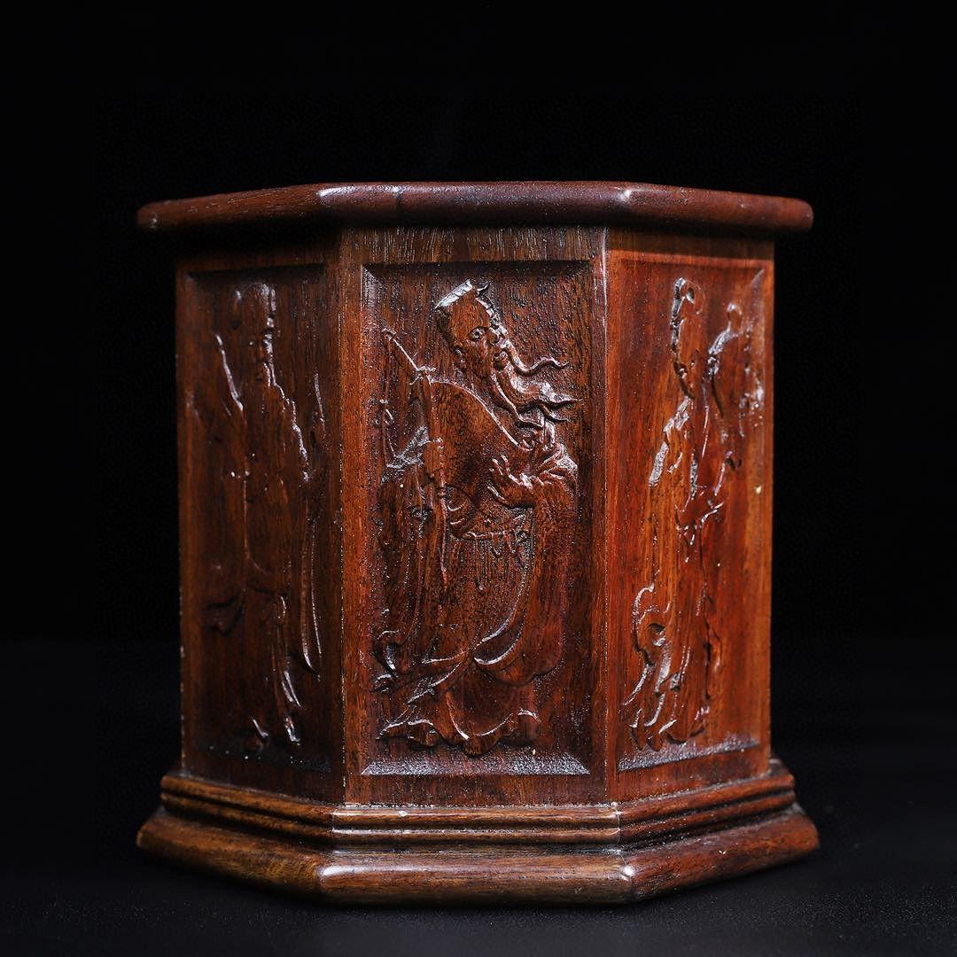 彫刻 浮彫り八面八仙仏像 筆箱 書道具 文房具 現代工芸品美術品 置物
