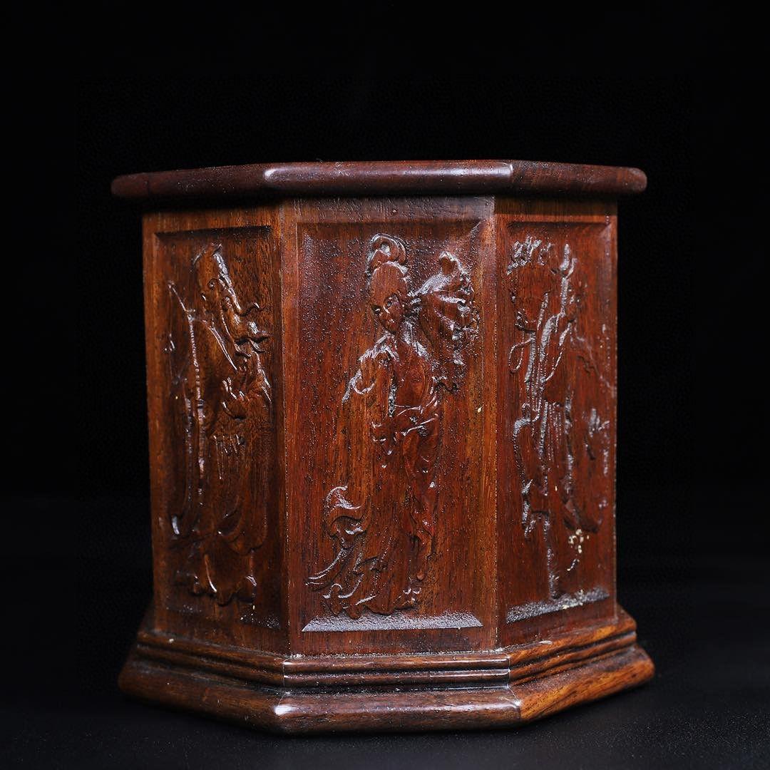 彫刻 浮彫り八面八仙仏像 筆箱 書道具 文房具 現代工芸品美術品 置物