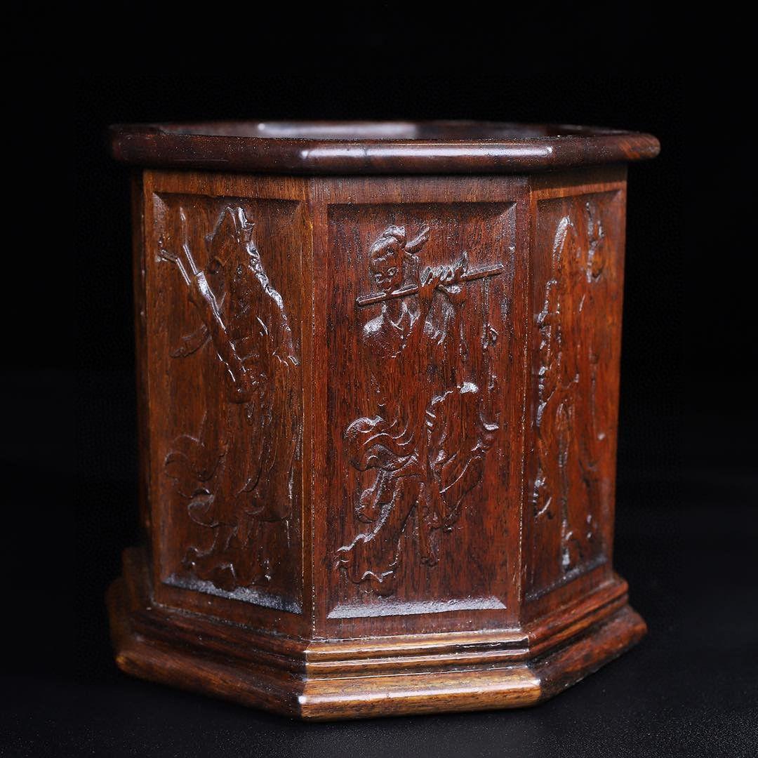彫刻 浮彫り八面八仙仏像 筆箱 書道具 文房具 現代工芸品美術品 置物