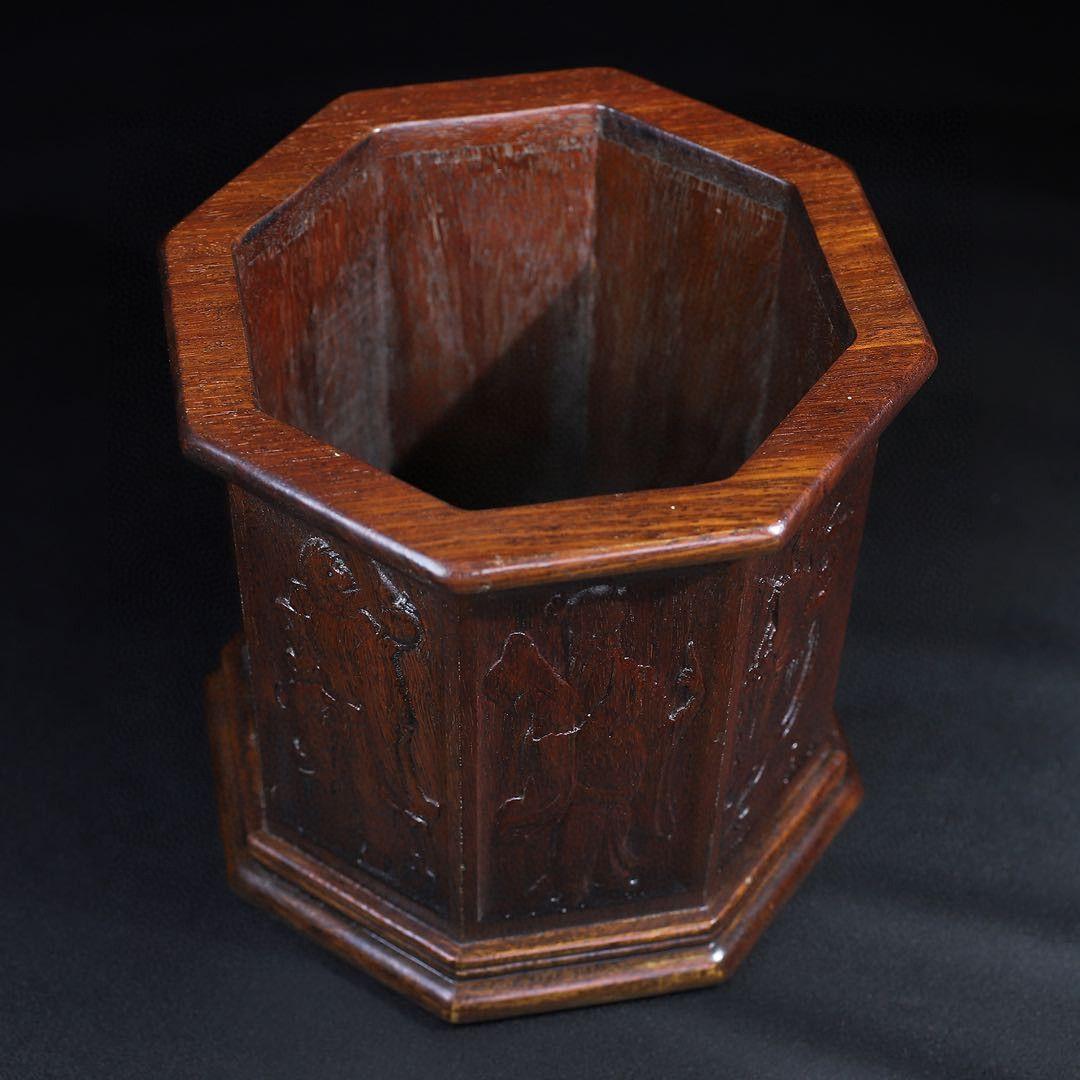 彫刻 浮彫り八面八仙仏像 筆箱 書道具 文房具 現代工芸品美術品 置物