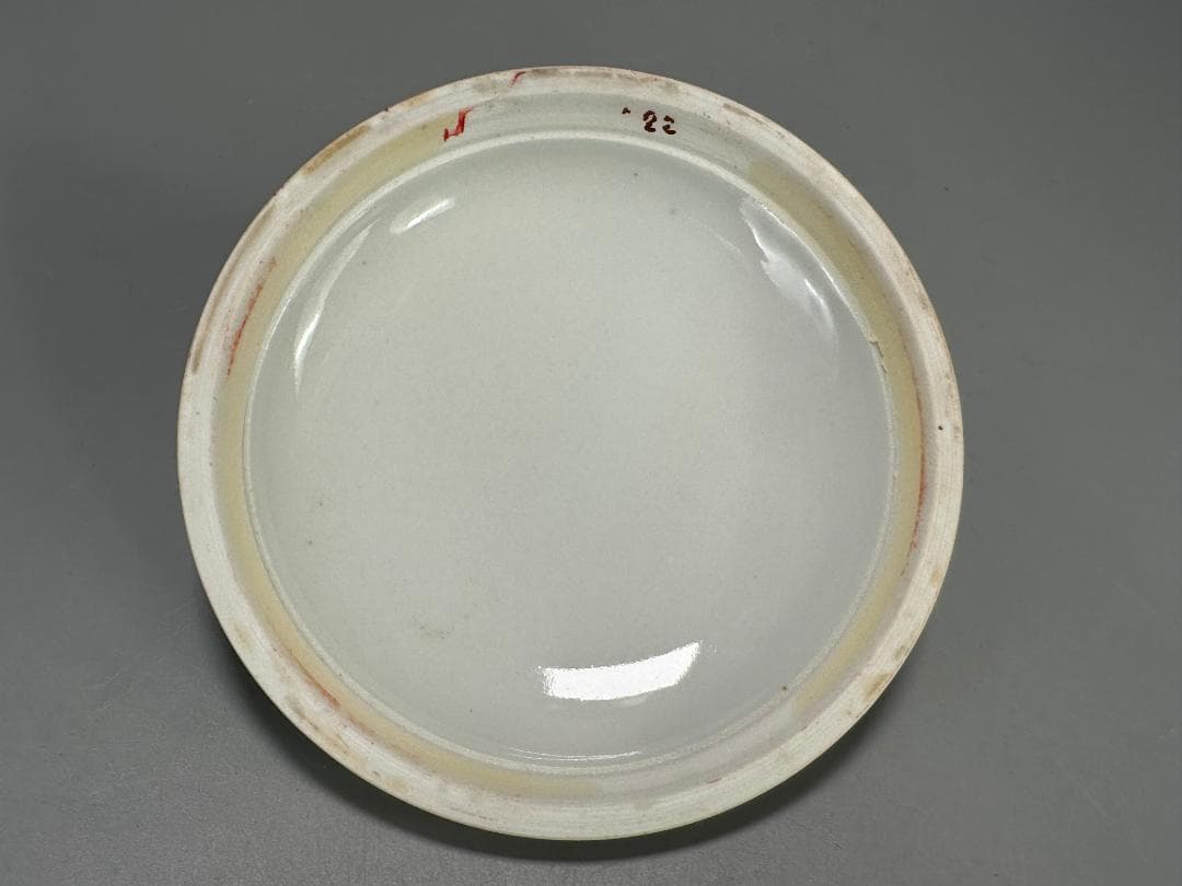 書道具　文房具　景徳鎮製　朱肉　雪景画　乾隆年製　款　時代　唐物