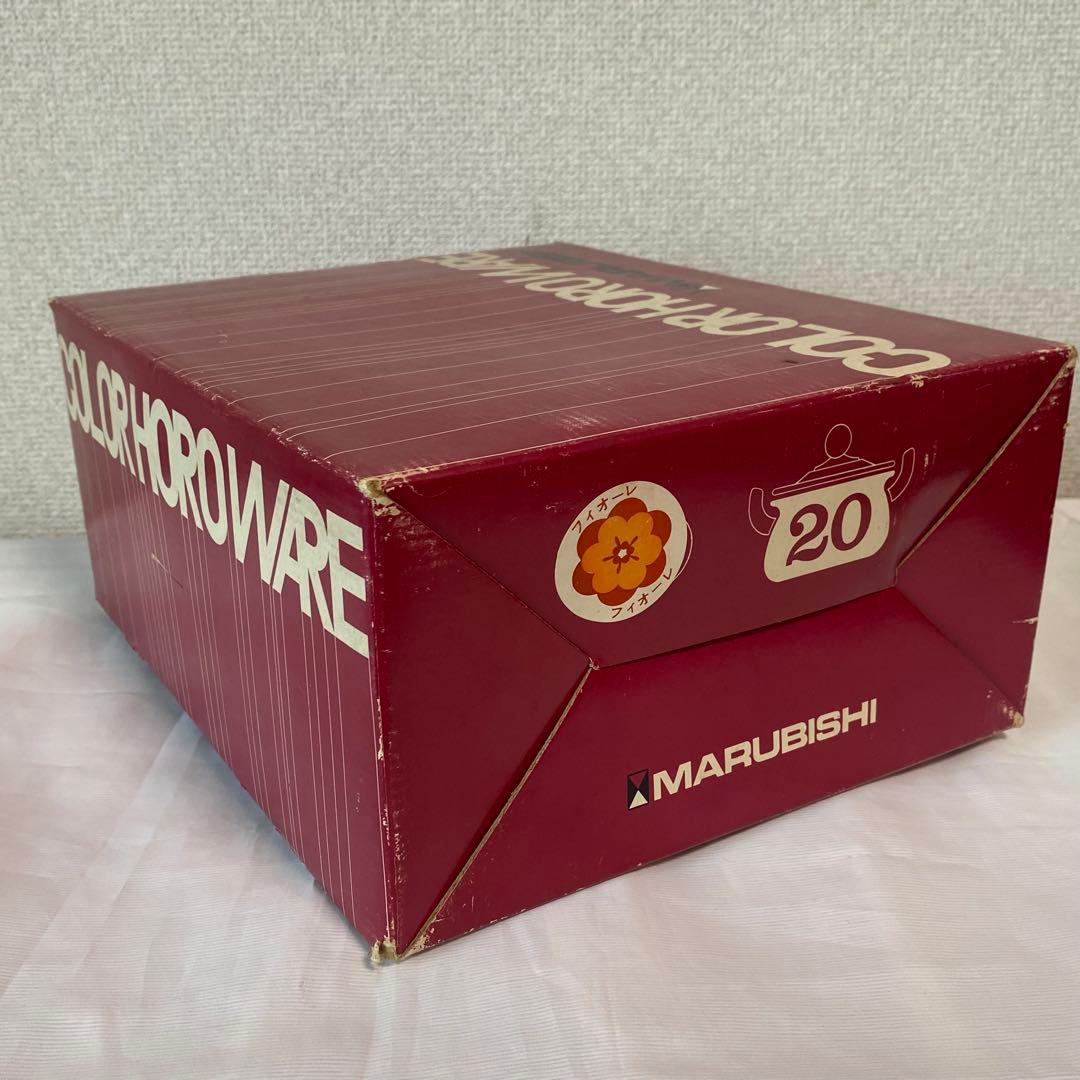 【未使用】マルビシ フィオーレ ホーロー両手鍋 20cm 花柄 昭和レトロ 箱入