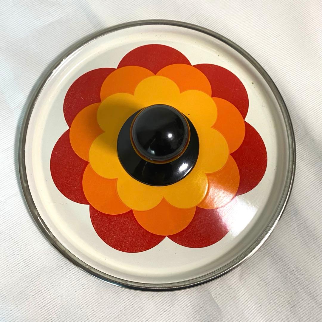 【未使用】マルビシ フィオーレ ホーロー両手鍋 20cm 花柄 昭和レトロ 箱入