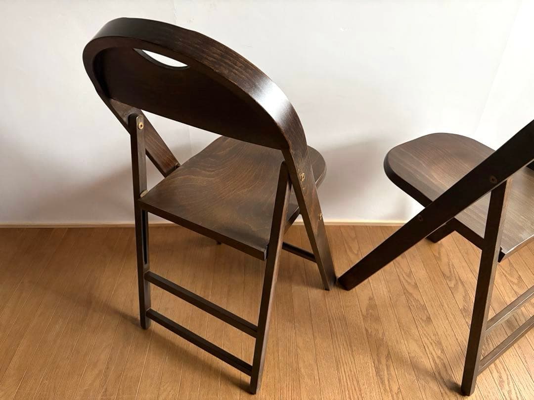 ルーマニア製 ヴィンテージ 折り畳みチェア 2脚セット プライウッド椅子 古家具