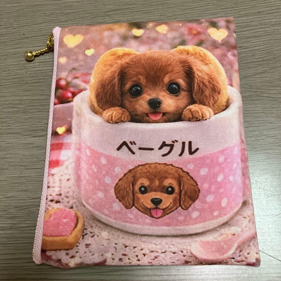 感謝価格　両面パネル　ミニフラットポーチ　ダックスちゃん